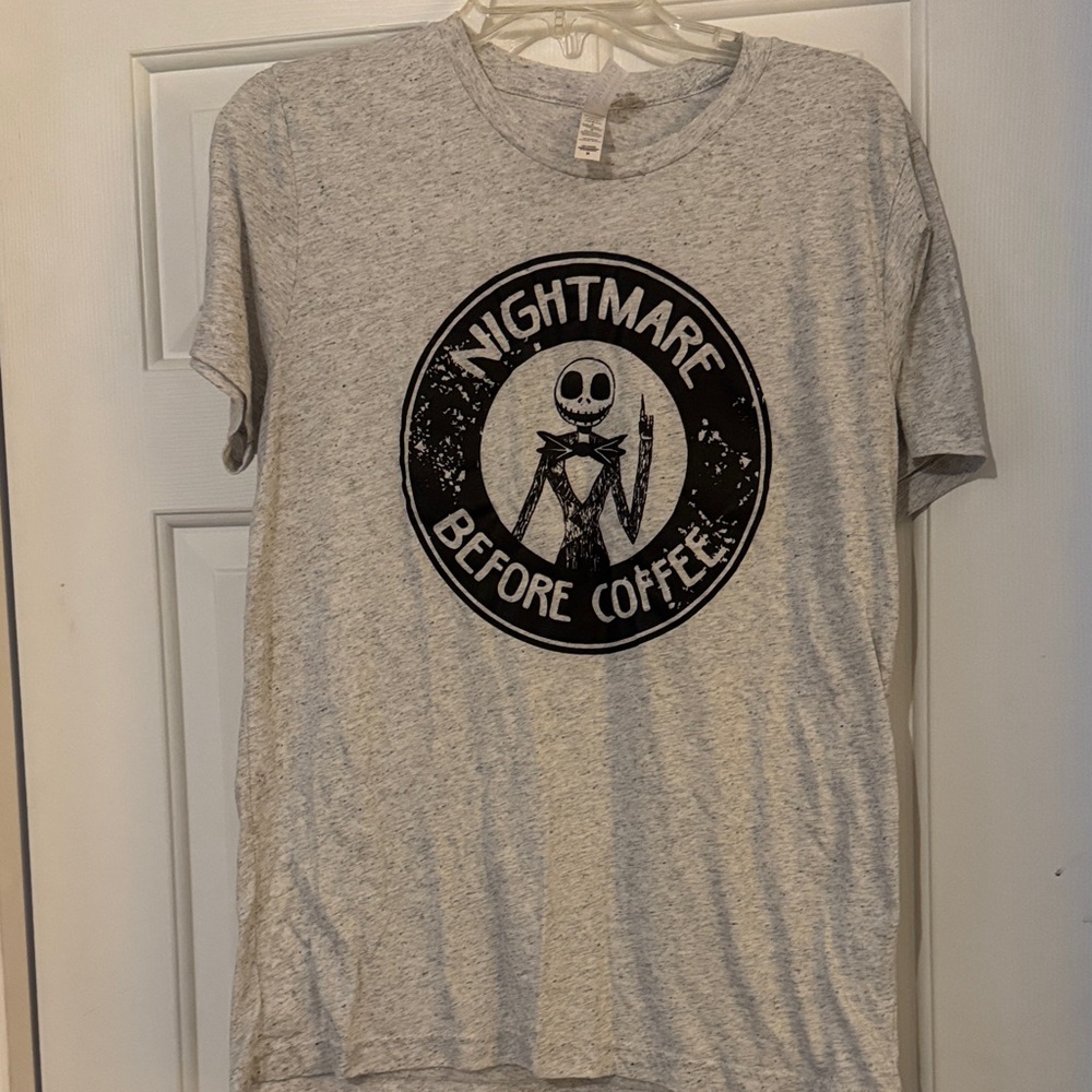 Bella Canvas Gray Graphic Tee - Nightmare Before Coffee